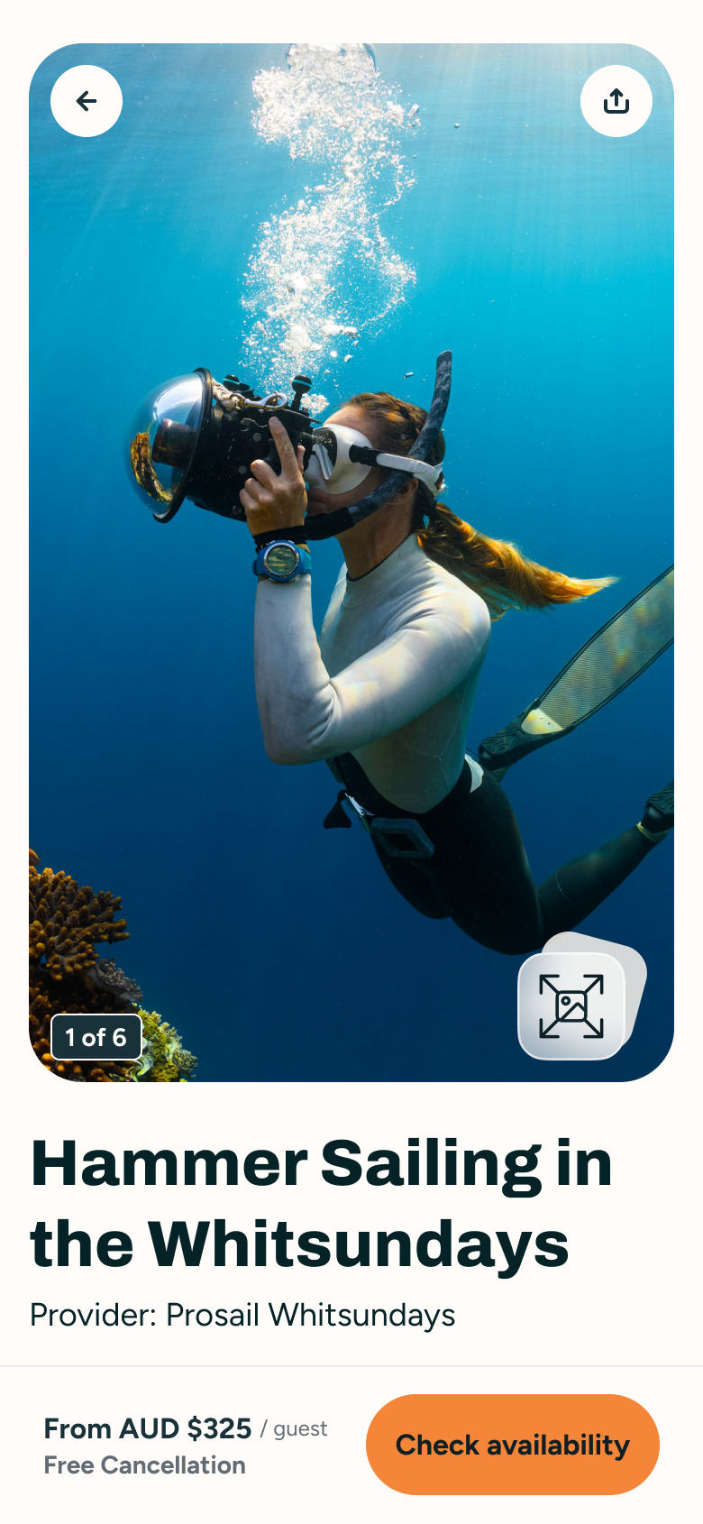 Camper detail page on mobile