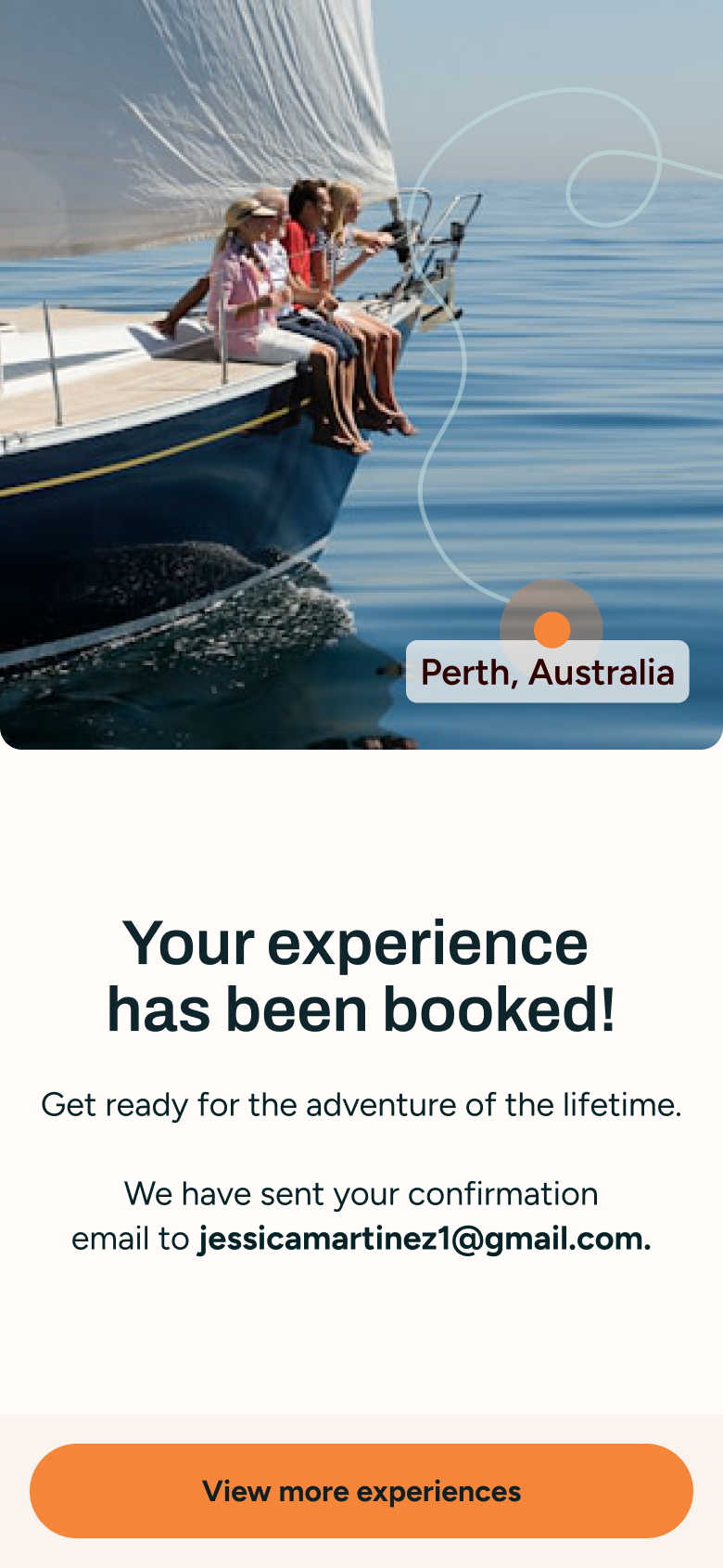 Experience booking confirmation on mobile