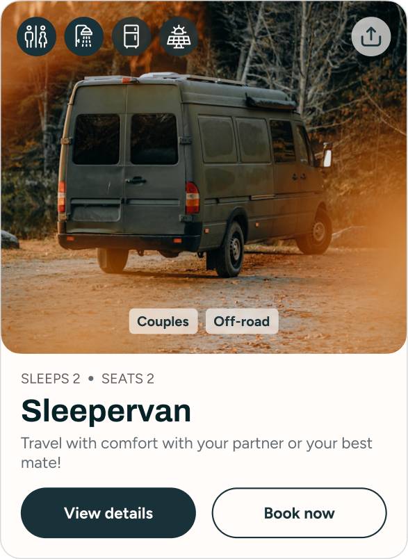 Camper card — Sleepervan with booking options
