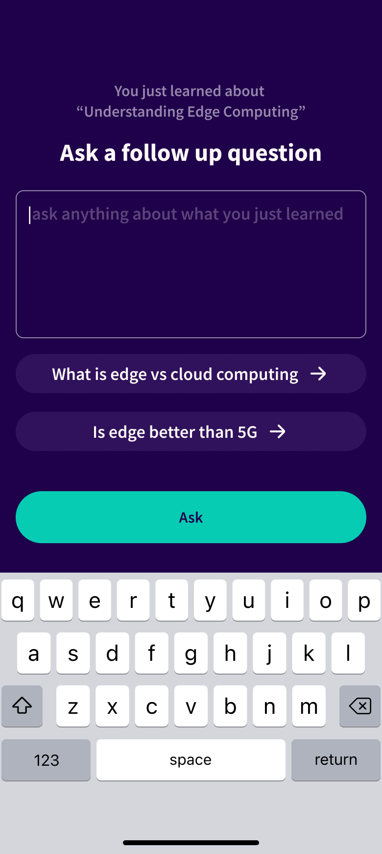 AI follow-up questions after completing a lesson