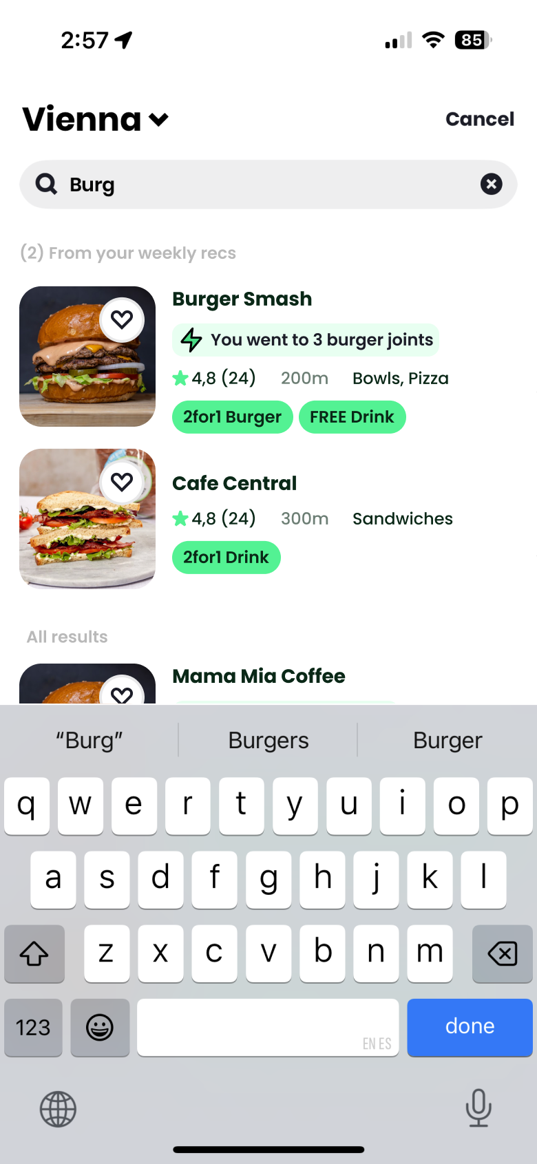 Weekly recommendations detail