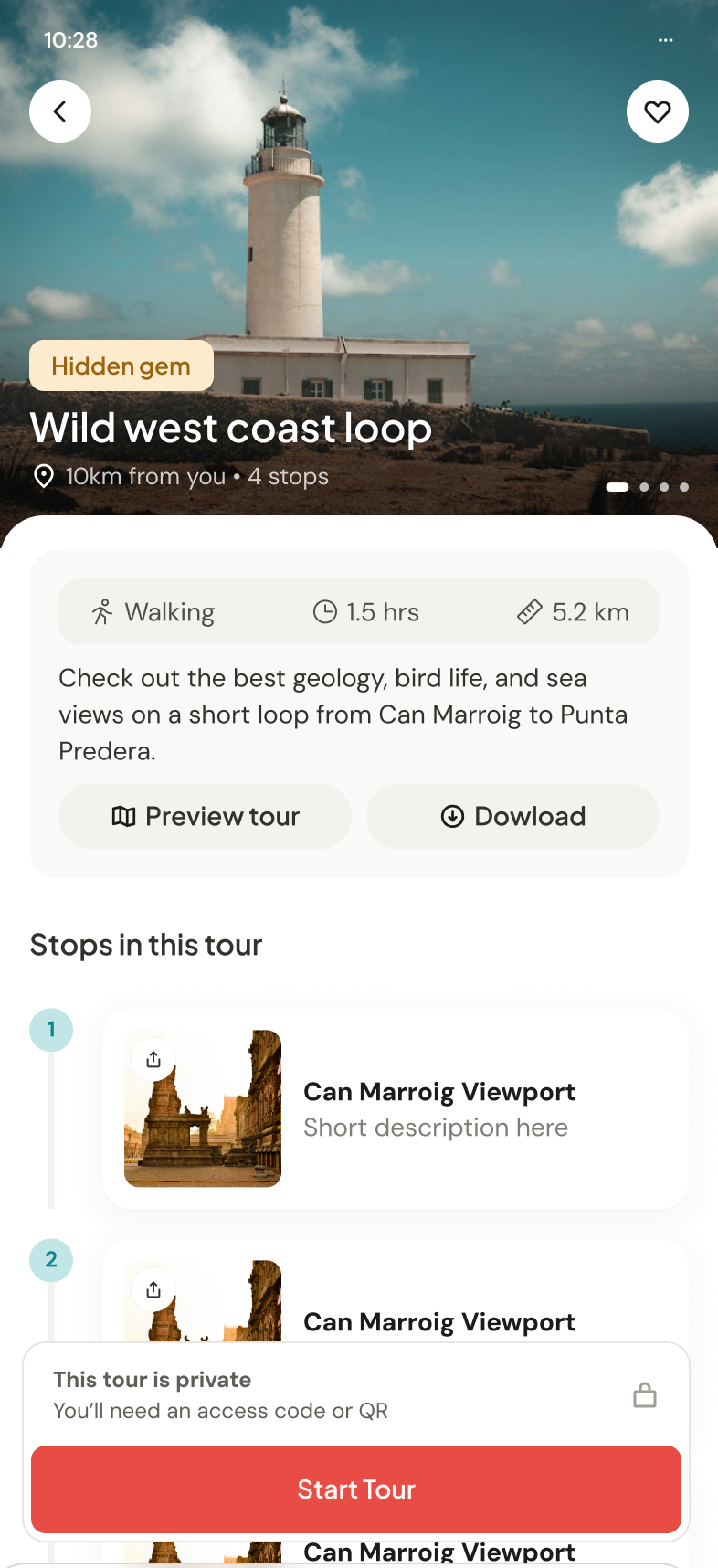 Pilgrimz Tour page screen