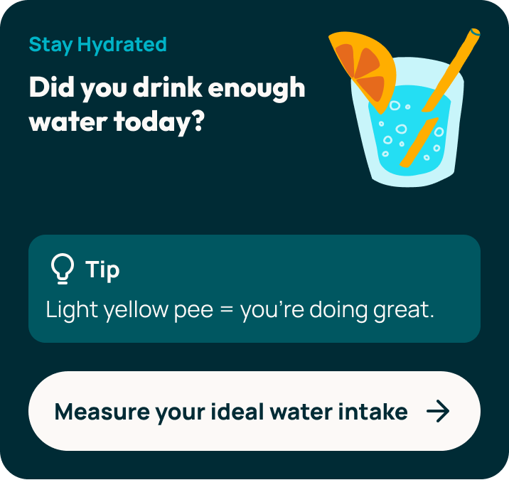 Stay Hydrated card with tip and CTA