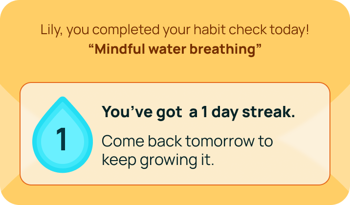 Habit streak celebration card